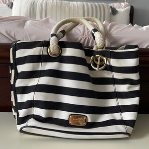 MK cotton nautical purse black/white stripe